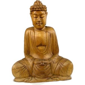 Houten buddha / Handgemaakt houten beeld / Indonesisch beeld