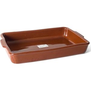 Bruine terracotta ovenschaal/serveerschalen 41,5 x 28 x 7 cm - Pamplona - Ovenschotel schalen - Bakvorm/braadslede