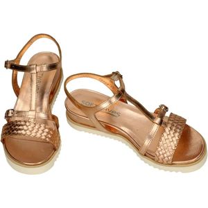 Softwaves -Dames - roze-goud metallic - sandalen - maat 42