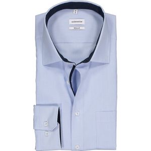 Seidensticker regular fit overhemd - blauw met wit gestreept (contrast) - Strijkvrij - Boordmaat: 45