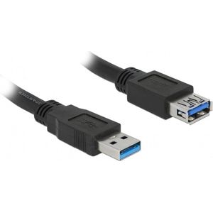 USB naar USB verlengkabel - USB3.0 - tot 2A / zwart - 1 meter