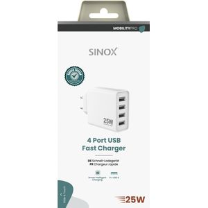 Sinox - MOBILITY POWER - Lichtnetadapter 4xUSB-A 25W