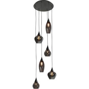 HighLight hanglamp Cambio 6 lichts - zwart / smoke