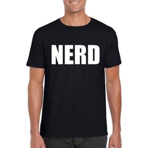 Nerd tekst t-shirt zwart heren L