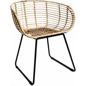 Rotan stoel met arm -nature - WOOD - PURE - eetkamerstoelen set van 2 - stoelen eetkamerstoelen - fauteuil - rotanstoelen - stoelen - kuipstoel - Bohemian