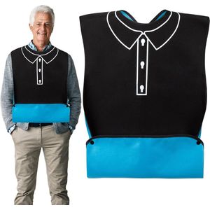 Waterdichte volwassen slab met kruimelvanger, drukknopen, zwart - voor oudere vrouwen en mannen