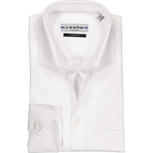 Ledub modern fit overhemd - mouwlengte 7 - wit twill - Strijkvrij - Boordmaat: 41