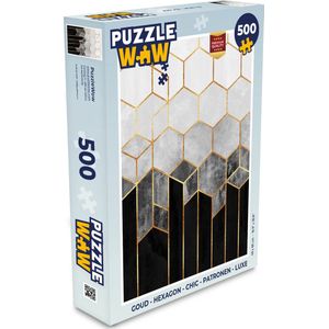Puzzel Goud - Hexagon - Chic - Patronen - Luxe - Legpuzzel - Puzzel 500 stukjes