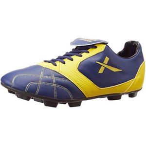 VectorX_Armour voetbalschoen voor heren en jongens (blauw/geel, maat EU 44/UK 10/US 11) Materiaal: EVA, kunstleer | Verbeterde stabiliteit | Ondersteunend voor balcontrole | Veilige bevestiging | Gedempt interieur | Buitenzoolgrip | PVC-zool