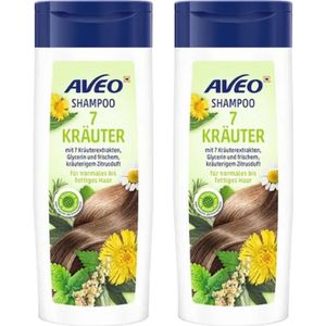 AVEO Shampoo 7 Kruiden - 2x 300 ml - Verzorgende Shampoo met 7 kruidenextracten - Shampoo Citrusgeur