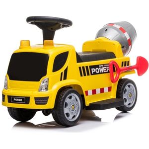 Elektrische kinderauto - betonauto - betonmixer vrachtwagen - tot 20kg max 1-3 km/h met geluid en licht en schep geel