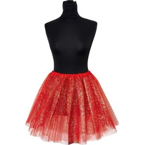 Tule rokje met vaste glitters - Rood/ goud - Tutu - Ballet rokje