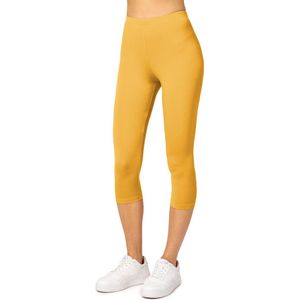 Merry Style MS-MS10-144-LE Dames Capri Leggings - Sport - Vrijetijdsbroek - 3/4 Lengte - Viscose - Sporbroek - Yogabroek - Geel - 3XL