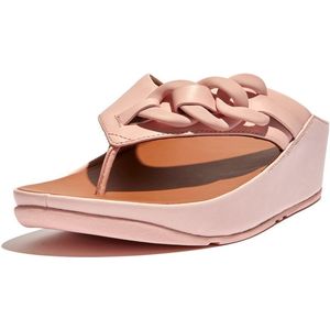FitFlop Opalle Rubber-Chain Leather Toe-Post Sandals ROZE - Maat 39