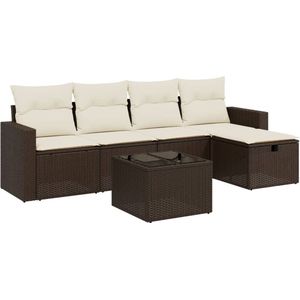 vidaXL Loungeset - 6-delig - Poly Rattan - Bruin