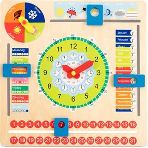 New Classic Toys Leerklok - Houten Kalenderklok - Leer o.a. de maanden, seizoenen en klokkijken