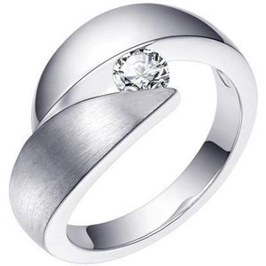 Schitterende Zilveren Ring Mat Glans met Swarovski ® Zirkonia 16.50 mm. (maat 50) model 148