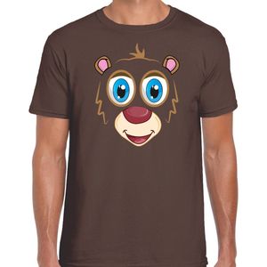 Bellatio Decorations dieren verkleed t-shirt heren - beer gezicht - carnavalskleding - bruin M