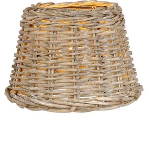 HAES DECO - Rotan Lampenkap - Natural Cosy - beige rotan gevlochten - formaat Ø 23x17 cm, voor Fitting E27 - Tafellamp, Hanglamp