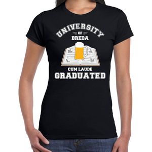 Carnaval t-shirt zwart university of Breda voor dames - Bredase geslaagd / afstudeer cadeau verkleed shirt XL