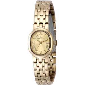 Invicta Angel 48139 Dames Horloge - Waterdicht - Analoog - Quartz Uurwerk - Roestvrij Staal met gouden Wijzerplaat - 20mm