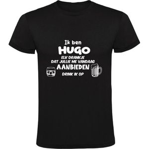 Ik ben Hugo, elk drankje dat jullie me vandaag aanbieden drink ik op Heren T-shirt | drank | feest | jarig | verjaardag | vrijgezellenfeest | cadeau | kado