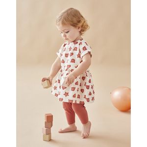 Noukie's - jurk met legging - ecru met ( roest ) rood - 3 maand 62