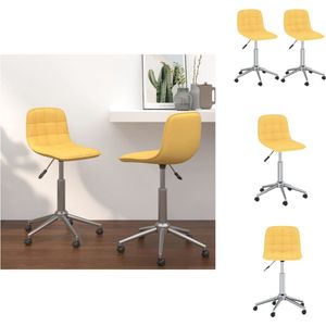 vidaXL Draaibare Eetkamerstoelen - Geel - 42.5 x 45 x (69-80.5) cm - Verchroomd Staal en Stof - Set van 2 - Eetkamerstoel