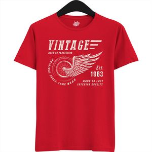 A Vintage Motorcycle Addict Est 1963 | Retro Verjaardag Motor Cadeau Shirt - T-Shirt - Unisex - Rood - Maat M