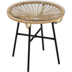 Ronde tuintafel boho style - Salontafel rond - Bijzettafel - Tafel - Beige - 50 cm x 50 cm x 50 cm