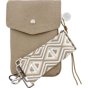 LOT83 Tas Jolie - Vegan leer - Crossbodytas - Handtas - Canvas Taupe - Perfect voor dagelijks gebruik