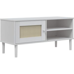vidaXL - Tv-meubel - SENJA - 106x40x49 - cm - rattan - massief - grenenhout - wit