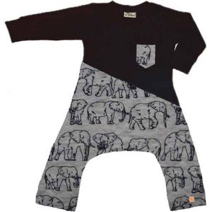 Onesie geschikt voor Pavlik, gipsbroek en Broek geschikt voor Pavlik, gipsbroek en spreidbroek Olifanten grijs