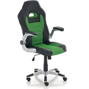 Bureaustoel - Game stoel - Modern - Armleuning - In hoogte verstelbaar - Kunstleer - Groen/zwart - 60x66x128 cm