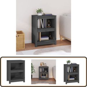 vidaXL Boekenkast - Massief Grenenhout - Grijs Boekenkast - Houten Kast - Bibliotheek - Opbergkast - Grijze Boekenkast