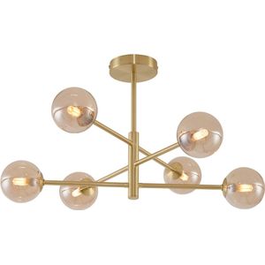 QAZQA ryan - Moderne Plafondlamp - 6 lichts - L 62 cm - Messing - Woonkamer | Slaapkamer | Keuken