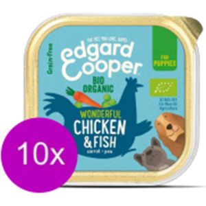 10x Edgard & Cooper Kuipje BIO Puppy Kip & Vis - Hondenvoer - 100g
