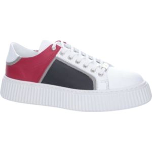 A Brand Footwear - Heren Sneakers - Echt Leer - Wit/Rood/Zwart - Maat 44