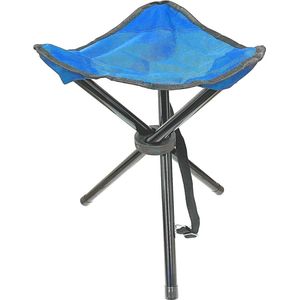 Opvouwbare campingkruk met draagriem - Driepoot kruk voor vissen en outdoor (110kg, blauw)