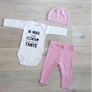 Rompertje Baby met tekst tante pakje cadeau geboorte meisje roze set aanstaande zwanger kledingset pasgeboren unisex Bodysuit | Huispakje | Kraamkado | Gift Set babyset kraamcadeau babygeschenk zwangerschap aankondiging cadeau
