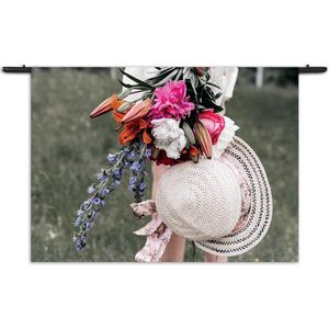 Mezo Wandkleed Landelijk Bloemen Boeket Rechthoek Horizontaal S (40 X 60 CM) - Wandkleden - Met roedes