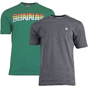 2-Pack Donnay T-shirts (599009/599008) - Heren - Forest Green/Charcoal marl - maat L