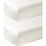 Meyco Baby Uni hoeslaken juniorbed - 2-pack - offwhite - 70x140/150cm