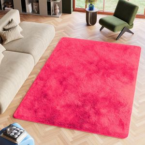 Tapiso Silk Vloerkleed Roze Fuchsiaroze Hoogpolig Woonkamer Tapijt Maat- 160x230