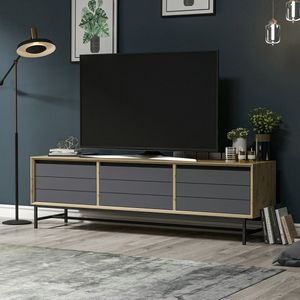 TV meubel Gørlev Artisan 150x35x45 cm Eiken en antraciet