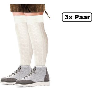 3x Paar Tiroler sokken lang wit mt.38-42 - tirol oktoberfest apres ski winter feest thema party lederhose kousen festival