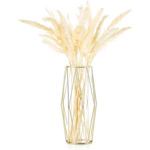 Glazen vaas voor bloemen goud, moderne grote vazen voor pampasgras woonkamer eettafel decoratie bruiloft centraal bloemstuk