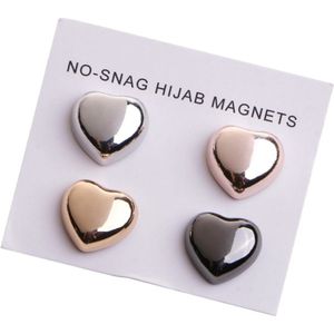 Fako Bijoux® - 4x Magnetische Broche Hart - Hoofddoek Magneet - Sjaal - Hijab - Abaya - 14mm - Set 4 Stuks - Shiny