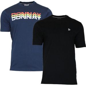 2-Pack Donnay T-shirts (599009/599008) - Heren - Navy/Black - maat L