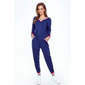 Hoogwaardig huispak van fijne viscose - viscose pyjama dames met lange mouwen en enkellange broek - Eldar Fanny - marineblauw XL